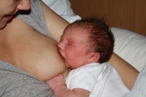 newborn 3hrs relaxing at breast (1)