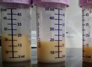 expressed milk in bottles
